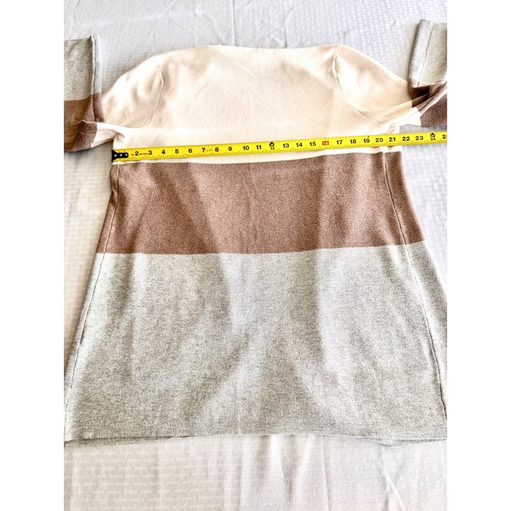 Cyrus Women XL Colorblock Open Front Longline Cardigan Sweater Neutral Boho Grey - Picture 4 of 10